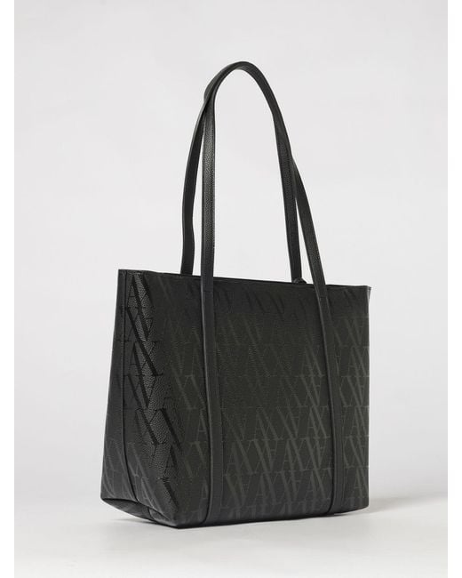 ARMANI EXCHANGE Black Grained Synthetic Leather Bag With Embossed Logo