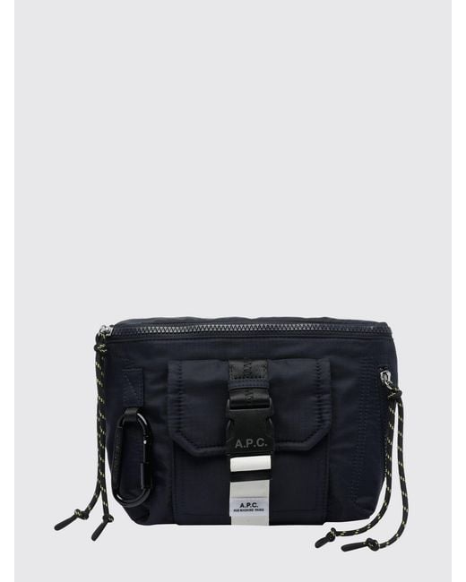 A.P.C. Black Nylon Belt Bag With Applied Logo, Zip Closure And Adjustable Strap for men