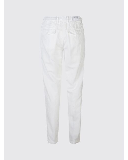 Eleventy White Cotton And Linen Drawstring Trousers for men