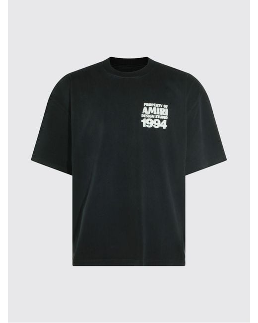 Amiri Black Contrasting Logo Cotton T-Shirt With Dropped Shoulders for men