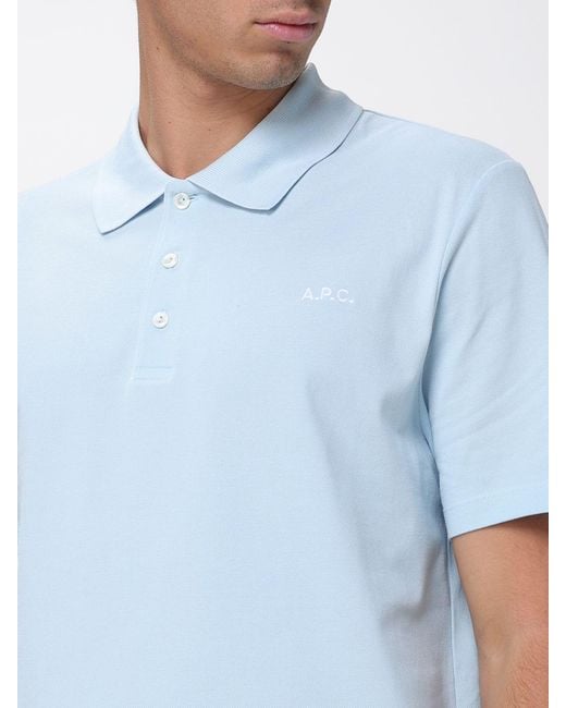 A.P.C. Blue Basic Cotton Polo With Logo for men