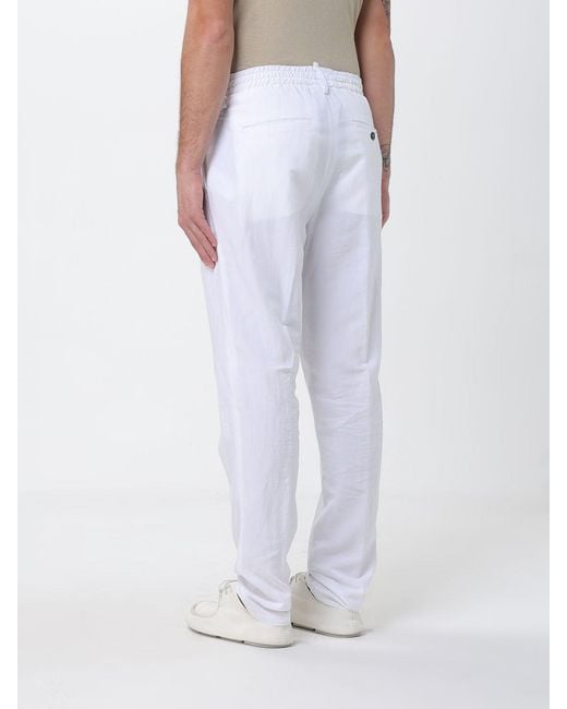 Siviglia White Slim Fit Linen Blend Trousers for men