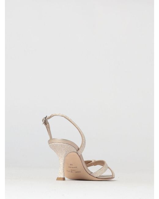 Jimmy Choo Natural Elsy Laminated Leather And Glitter Sandals