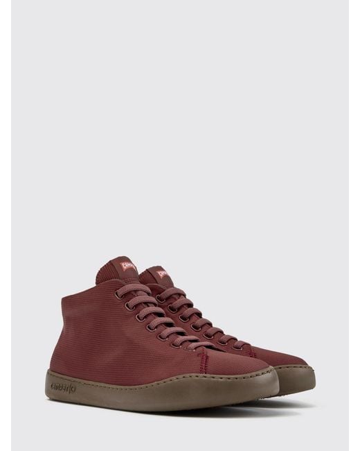 Camper Red Peu Touring Grained Leather Ankle Boots With Side Zip for men