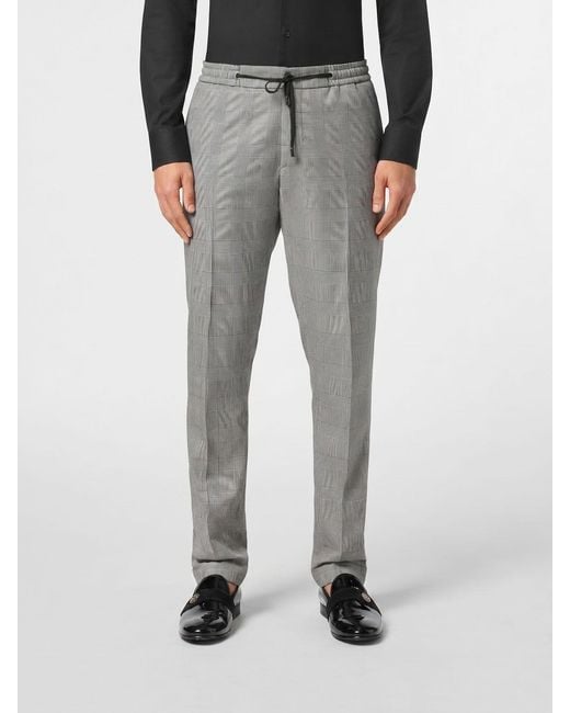 Philipp Plein Gray Printed Slim Fit Drawstring Trousers for men