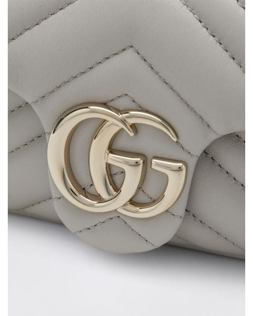 Gucci Gray Gg Marmont Matelassé Nappa Leather Bag