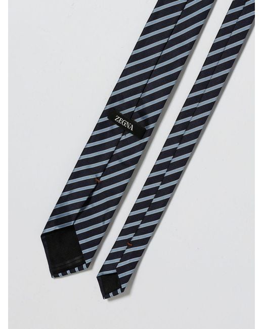 Zegna White Striped Silk Tie for men