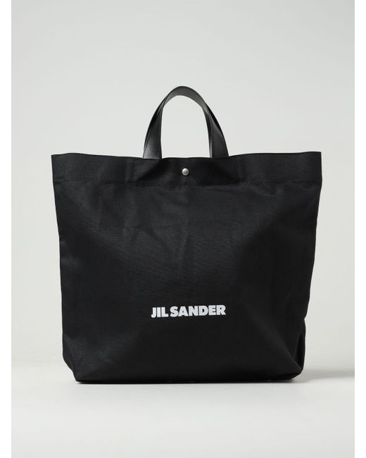 Borsa in canvas con logo di Jil Sander in Black da Uomo