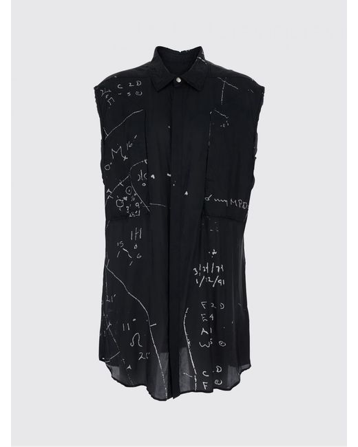 Rick Owens Black Relaxed Fit Sleeveless Shirt With Graphic Print for men