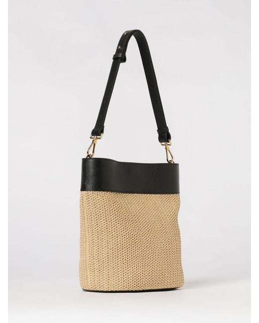 Coccinelle Natural Nikla Raffia And Leather Bag