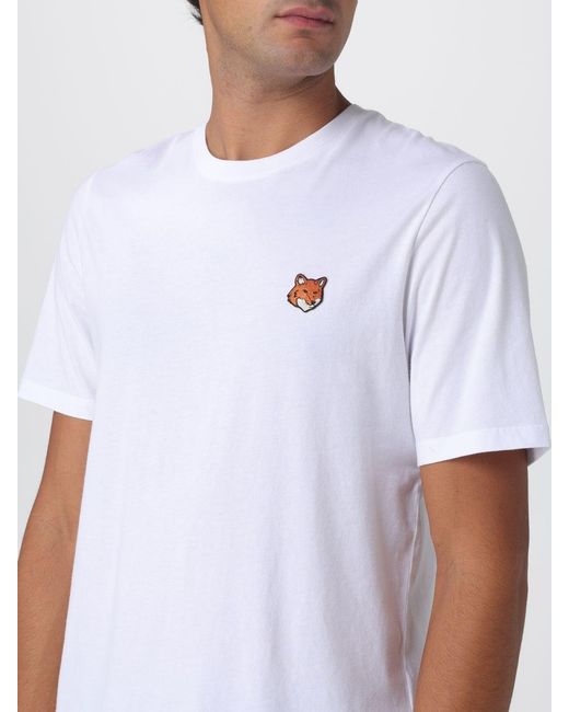 Maison Kitsuné White Maison KitsunÉ Cotton T-Shirt With Logo for men