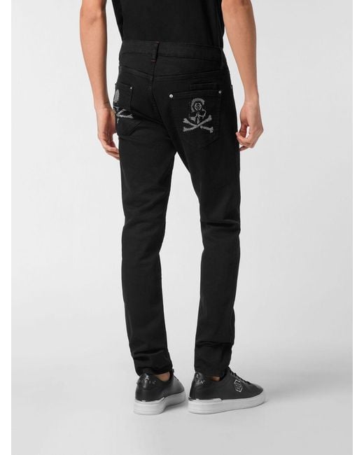 Philipp Plein Black Slim Fit Denim Jeans for men