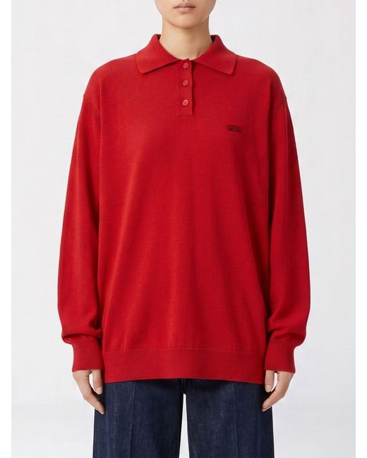 Loewe Red Cotton Polo Shirt With Logo