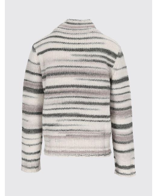 Kangra Gray Striped High-Neck Wool-Blend Sweater With Long Sleeves