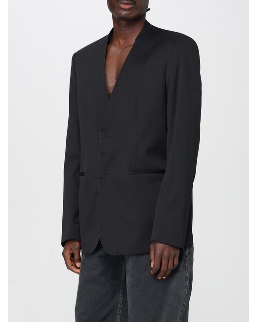 MM6 by Maison Margiela Blue Single-Breasted Virgin Wool Blazer for men