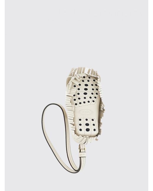 Tod's White Leather Loafer Keychain