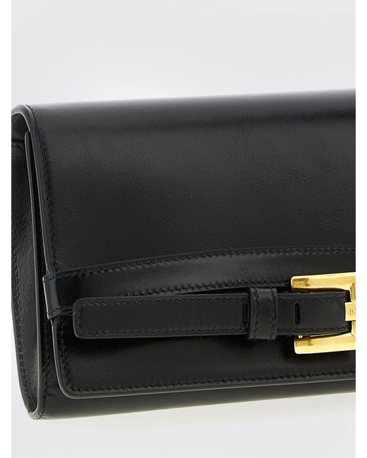 Balmain Black Shuffle Leather Wallet Bag