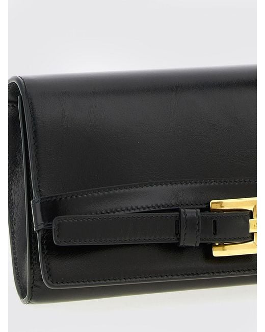 Balmain Black Shuffle Leather Wallet Bag