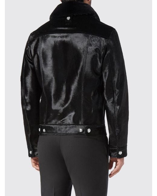 Billionaire Black Mink Fur Jacket With French Collar And Button Closure for men