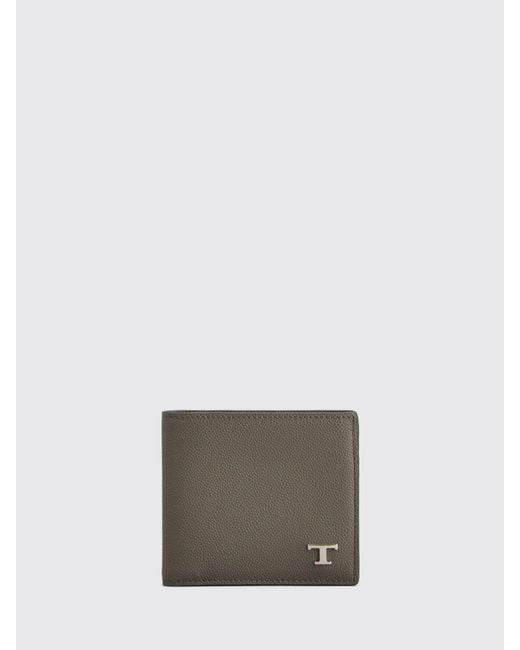 Tod's Gray T Timeless Grained Leather Wallet for men