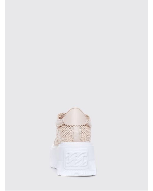 Casadei White Nexus Woven Leather Wedge Sneakers