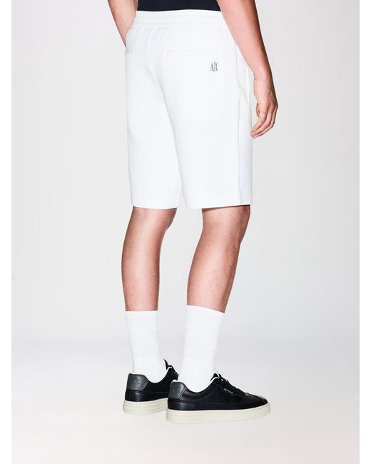 ARMANI EXCHANGE White Cotton Blend Jogging Shorts for men