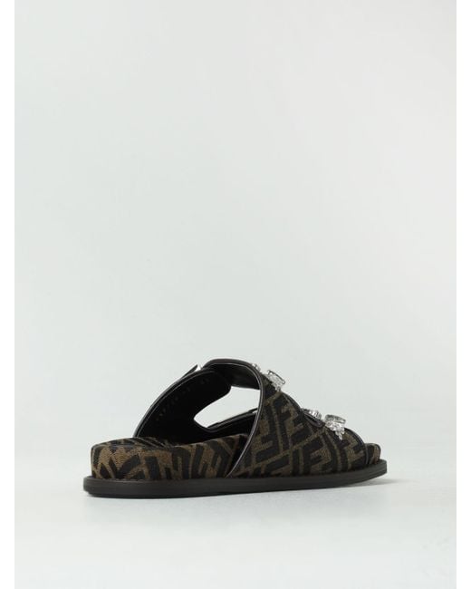 Fendi Black Flat Sandals