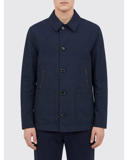 Brioni Blue Cotton And Linen Shirt Jacket for men