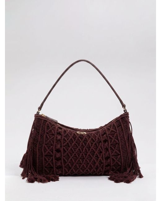 Twinset Purple Woven Cotton Bag
