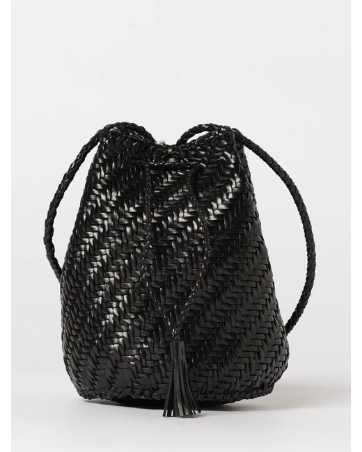 Dragon Diffusion Pompom Double Jump Woven Leather Bag in Black | Lyst