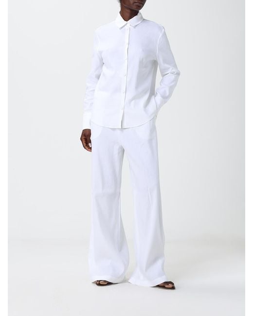 Max Mara Pure White Destino Palazzo Linen Blend Trousers
