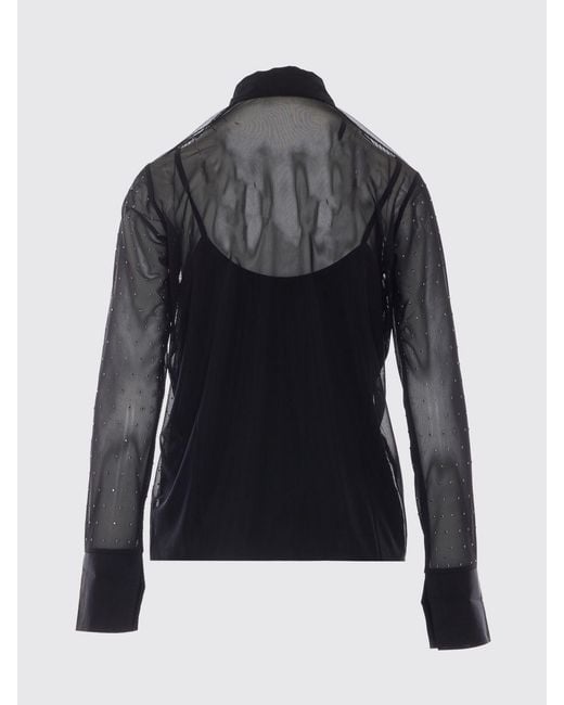 Liu Jo Blue Long-Sleeved Polyester Shirt With Applied Crystals