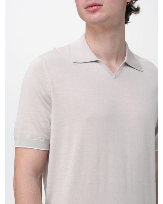 Brunello Cucinelli White Cotton Knit Polo Shirt for men