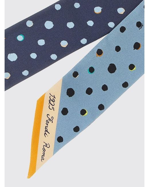 Bandeau De Seda Con Lunares Biselados Fendi de color Blue