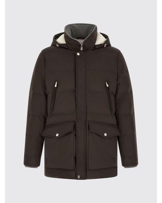 Brunello Cucinelli Black Water-Repellent Nylon Parka With Removable Hood for men