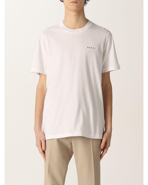 Marni Cotton T-shirt With Logo in Lilac 