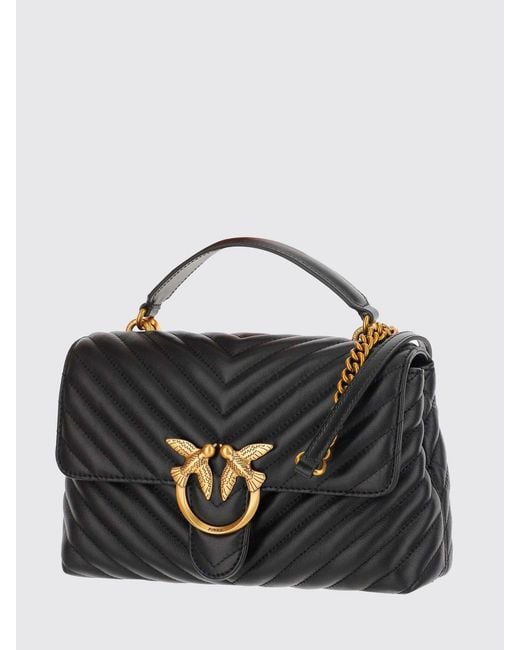 Pinko Black Lady Love Bag Puff Quilted Chevron Nappa