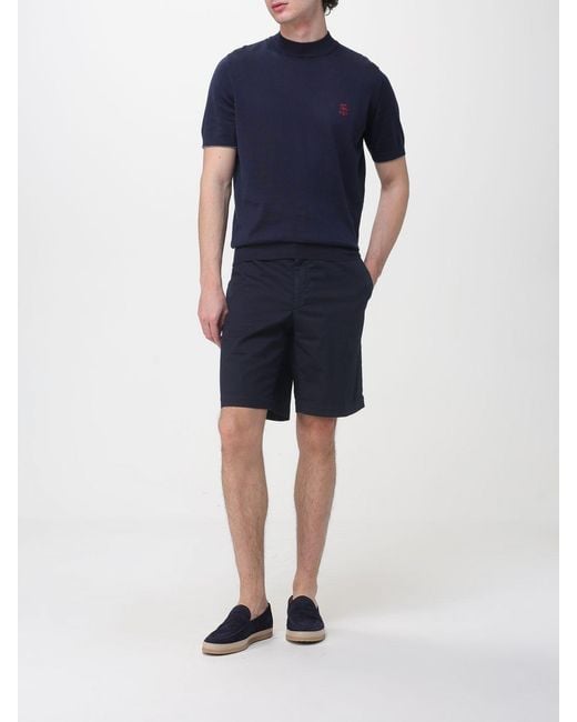 Brunello Cucinelli Blue Cotton Chino Shorts for men