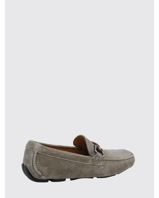 Ferragamo Gray Gancini Suede Loafers for men