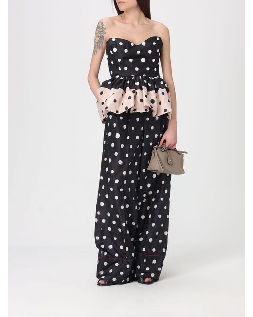 Fendi Black Polka Dot Silk Trousers