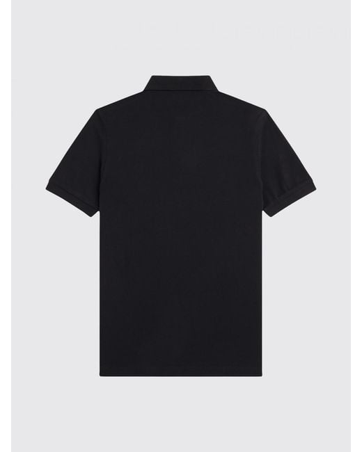 Fred Perry Black Cotton Polo Shirt With Logo for men