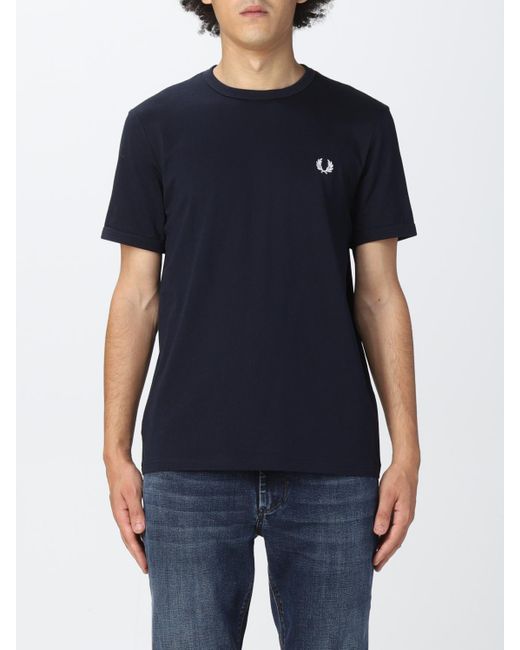 Fred Perry Blue Basic T-Shirt With Mini Logo for men