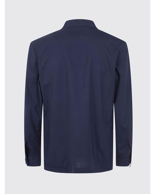 Tagliatore Blue Virgin Wool Shirt Jacket for men
