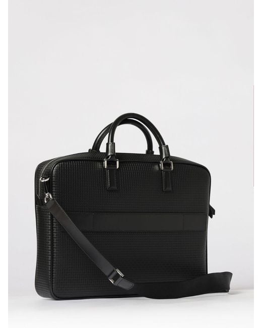 Serapian Black Aktentasche Aus Leder Und Harzbeschichtetem Canvas
