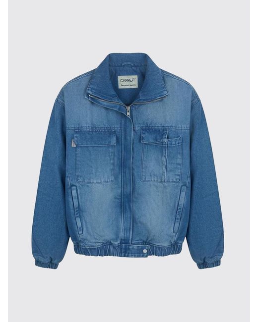 Carrera Blue Barrau Cotton Bomber Jacket With High Neck And Concealed Closure for men