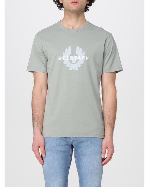 Belstaff Gray Surface Crew Neck T-Shirt With Logo for men