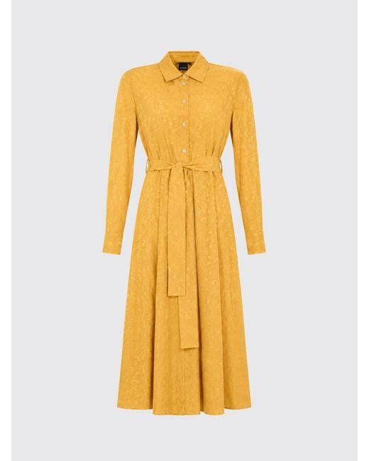 Pinko Yellow Floral Print Midi Shirtdress
