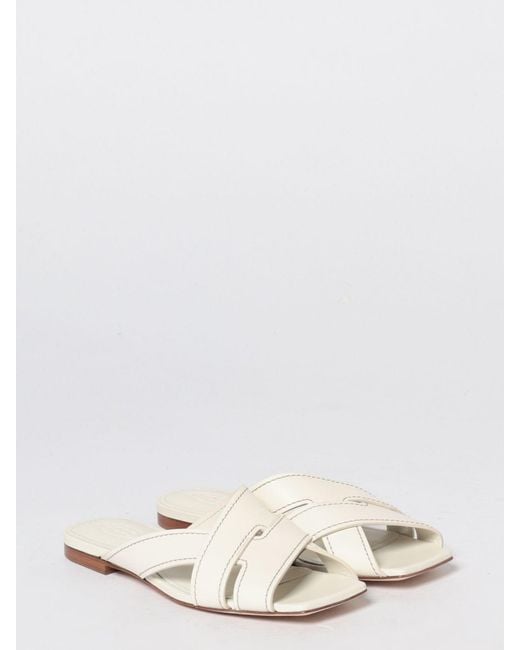 Tod's White Leather Slippers