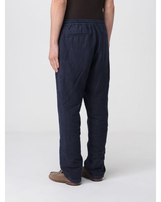 Boglioli Blue Linen Drawstring Trousers for men