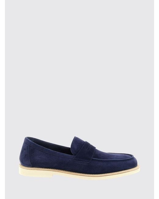 Brunello Cucinelli Blue Suede Loafers for men